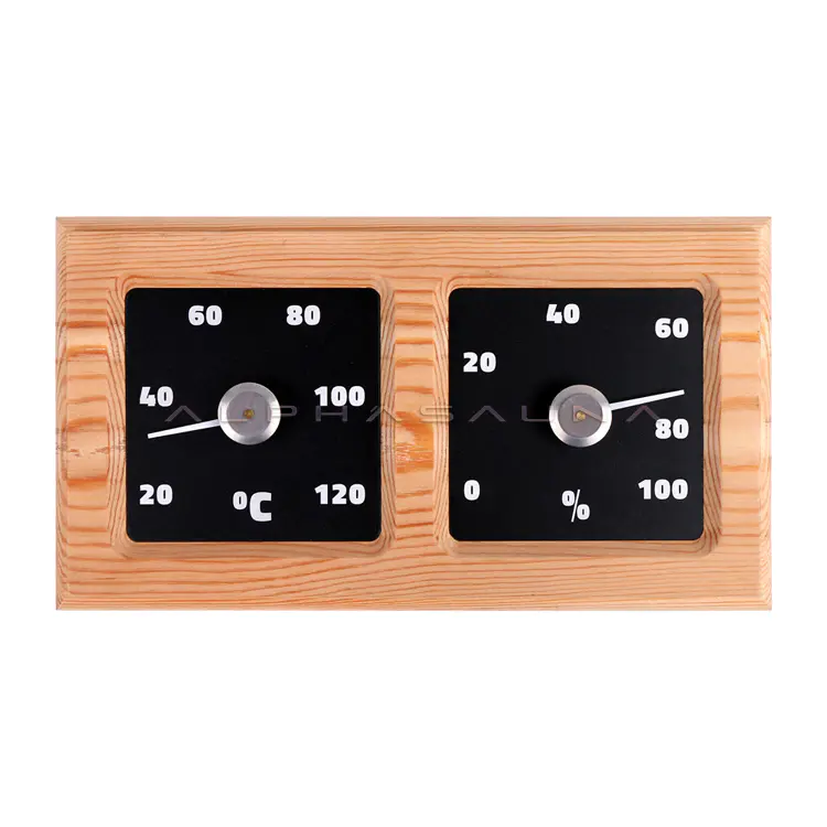 Luxury rectangular cedar wood thermometer and hygrometer