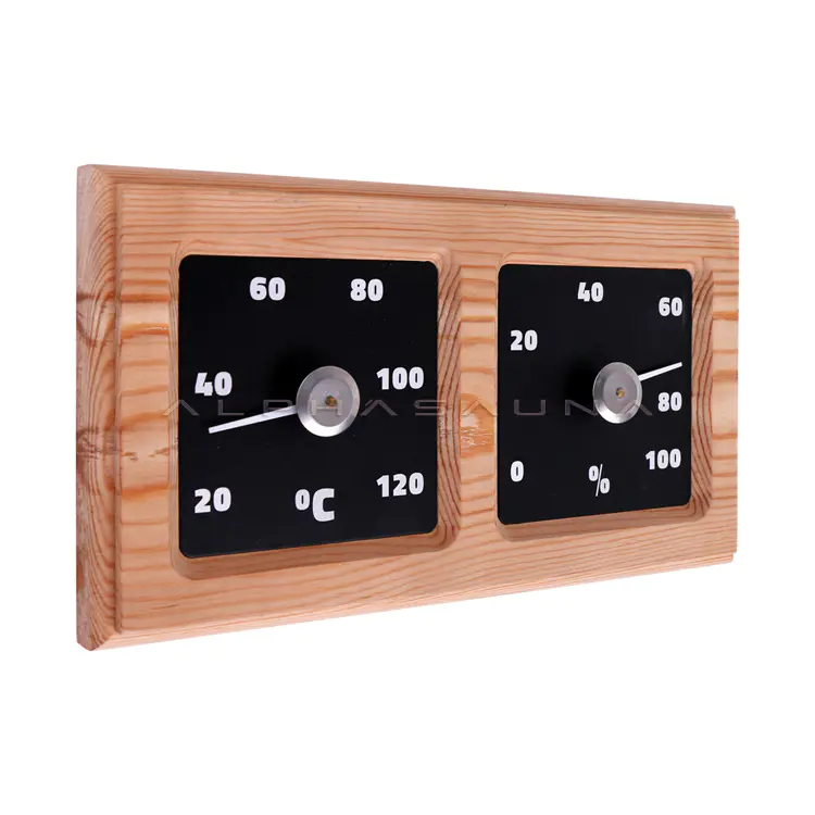 Luxury rectangular cedar wood thermometer and hygrometer