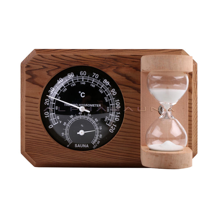 Wooden thermometer and hygrometer combined Sand timer (Red Cedar )