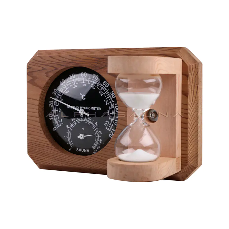 Wooden thermometer and hygrometer combined Sand timer (Red Cedar )