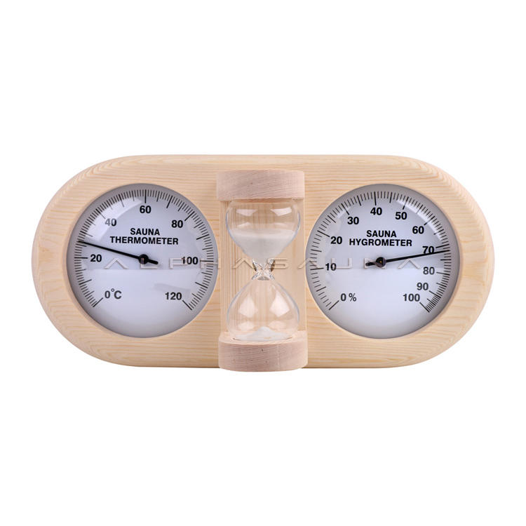 Wooden thermometer and hygrometer combined Sand timer (Pine )