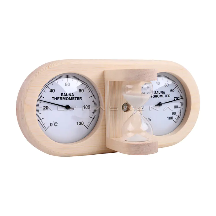 Wooden thermometer and hygrometer combined Sand timer (Pine )