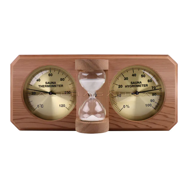 Alphasauna sauna accessories Red Cedar Wooden thermometer and hygrometer combined Sand timer (rectangular)