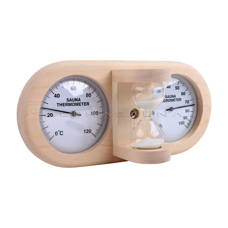 Alphasauna sauna accessories Wooden thermometer and hygrometer combined Sand timer