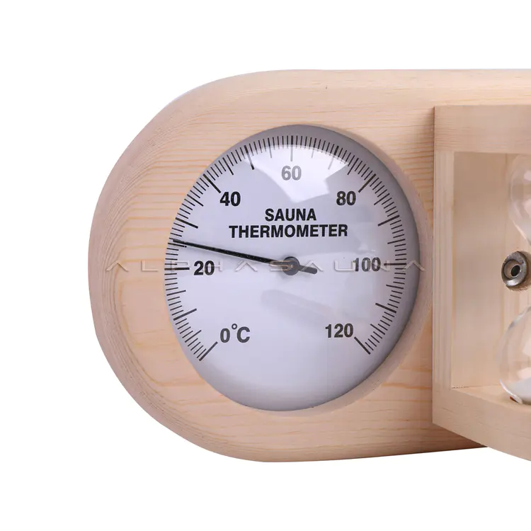 Alphasauna sauna accessories Wooden thermometer and hygrometer combined Sand timer