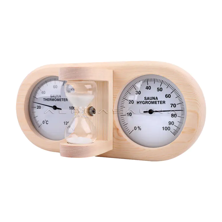 Wooden thermometer and hygrometer combined Sand timer (poplar)