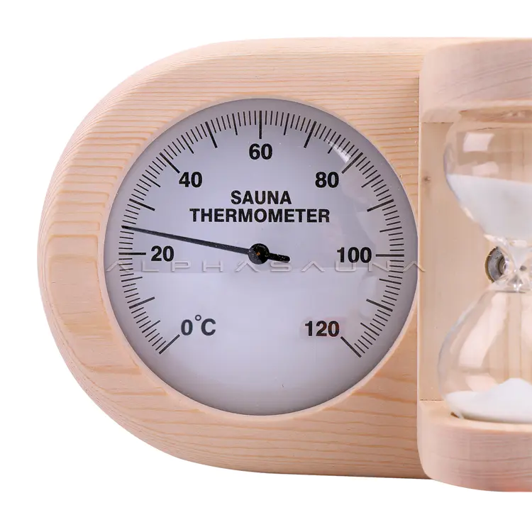 Wooden thermometer and hygrometer combined Sand timer (poplar)