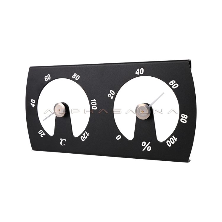 Alphasauna Aluminum Black color with white letter printing Thermometer Hygrometer (customized color is available)