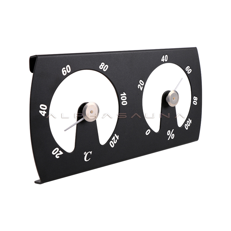 Alphasauna Aluminum Black color with white letter printing Thermometer Hygrometer (customized color is available)