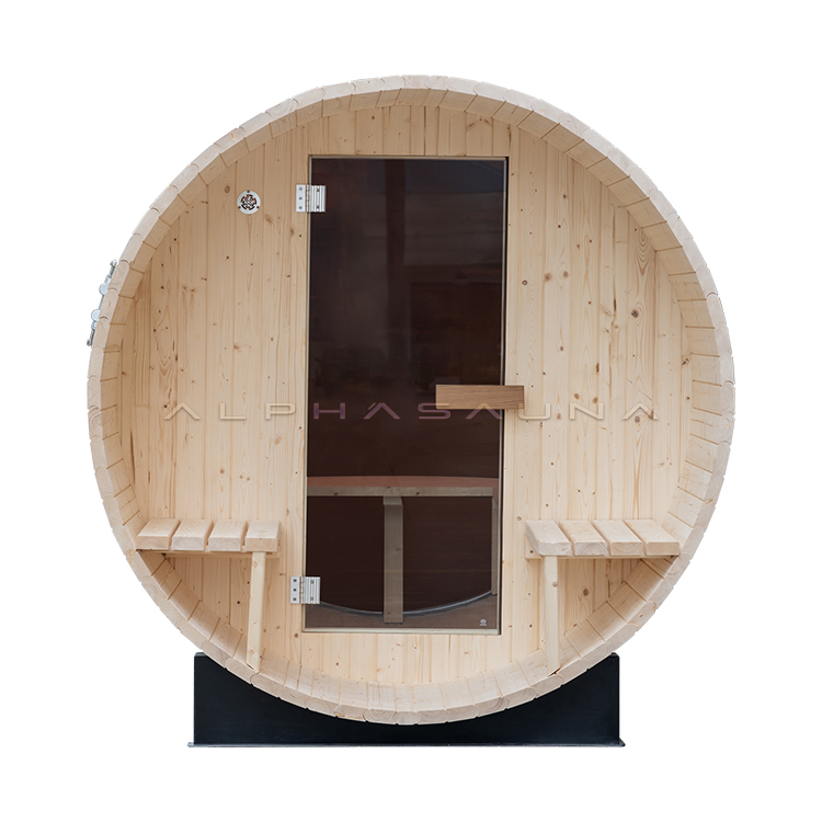 Outdoor Pine Panoramic Barrel Sauna Alpha