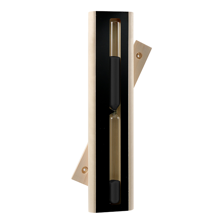 Poplar wooden hourglass timer, stainless steel black titanium sheet (color customized)