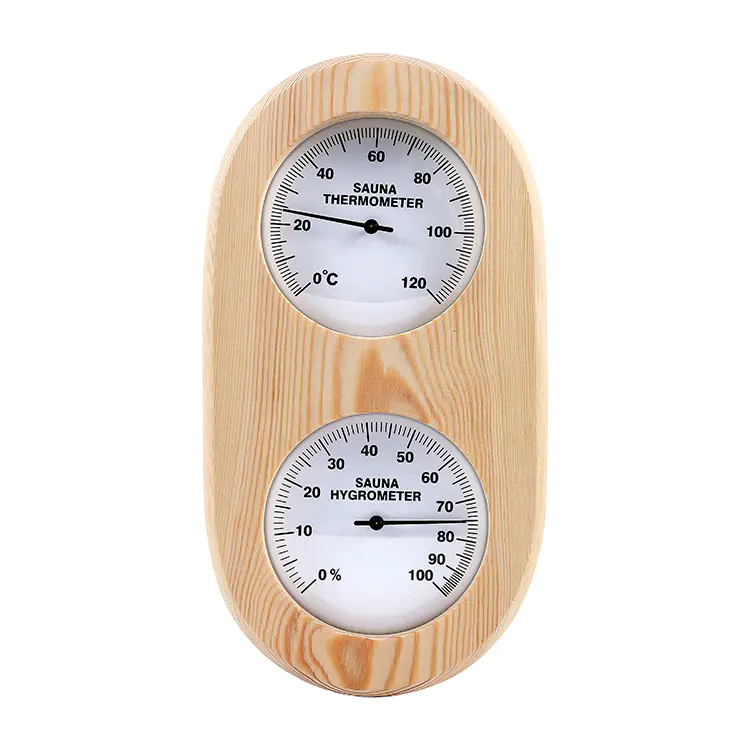Pine oval thermometer and hygrometer (style, color customized)