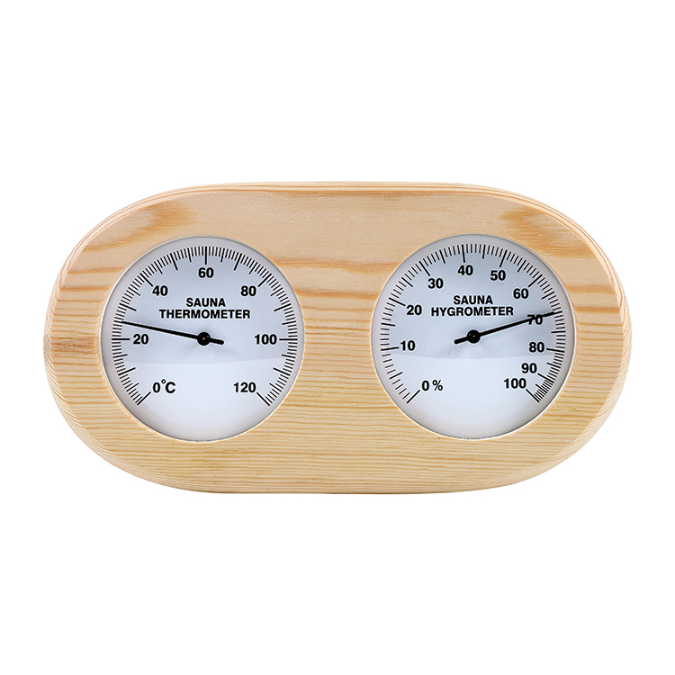 Pine oval thermometer and hygrometer (style, color customized)