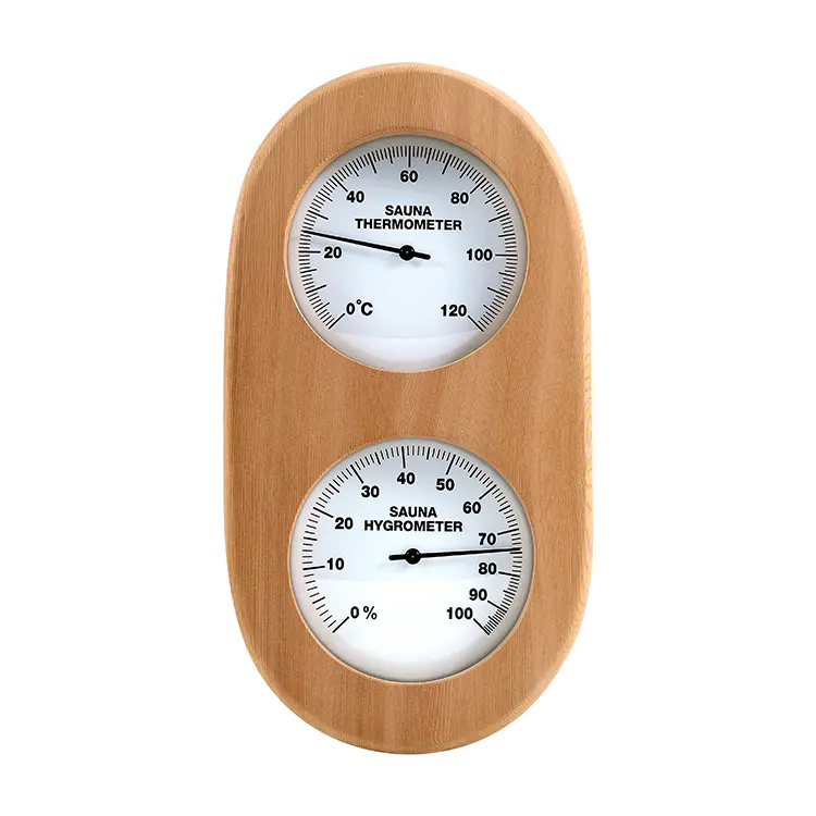 Cedar ellipse thermometer and hygrometer (style, color customized)