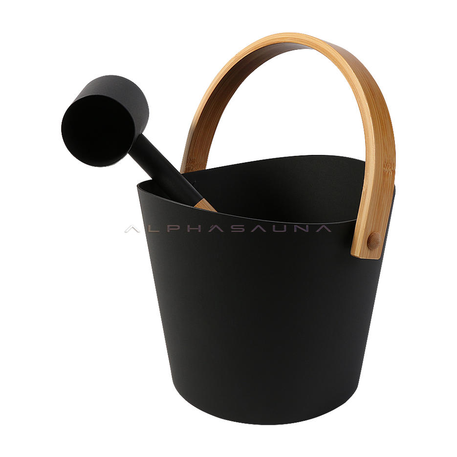 alphasauna new aluminum black sauna bucket and spoon