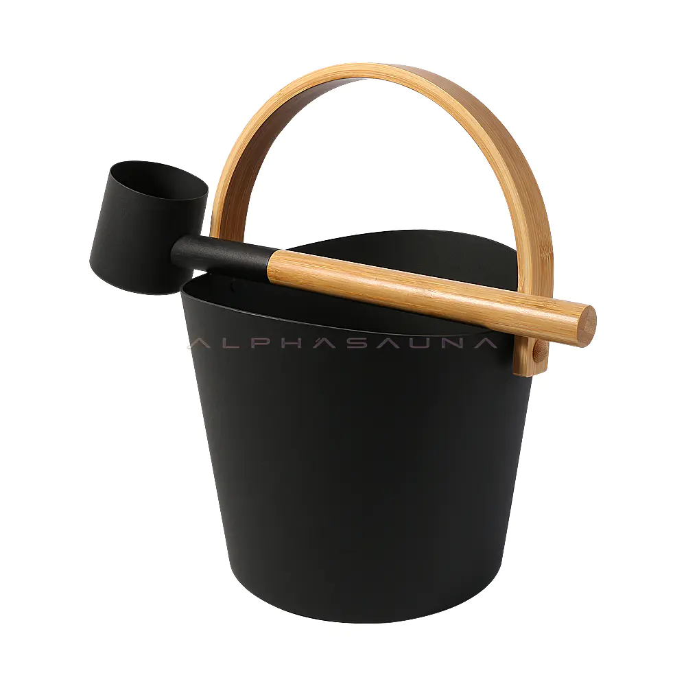 alphasauna new aluminum black sauna bucket and spoon