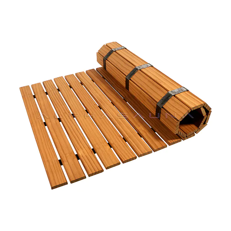 Sauna Room Accessories Heat Treated Wooden Roll Floor Mat 45mm