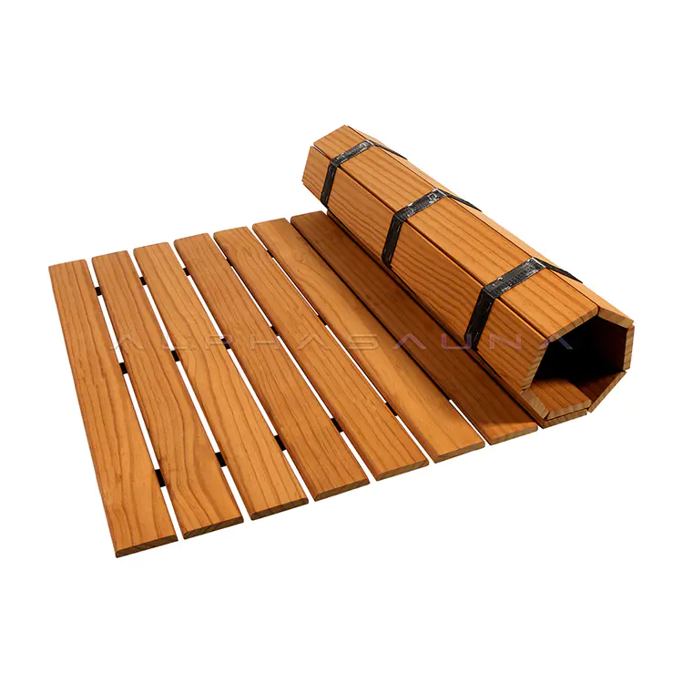 Sauna Room Accessories Heat Treated Wood Roll Floor Mat 60mm
