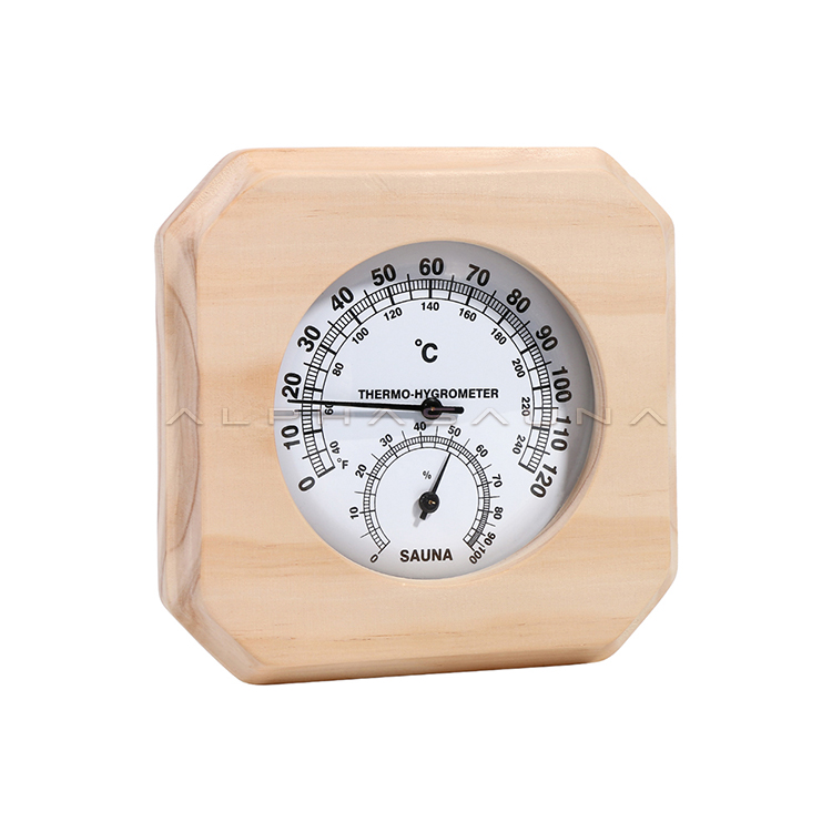 Pine Sauna Thermometer & Hygrometer White Dial