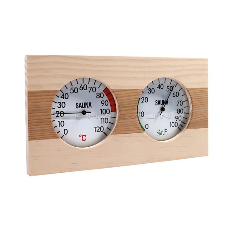 Square Sauna Thermometer & Hygrometer Dual Dial with Red Blue