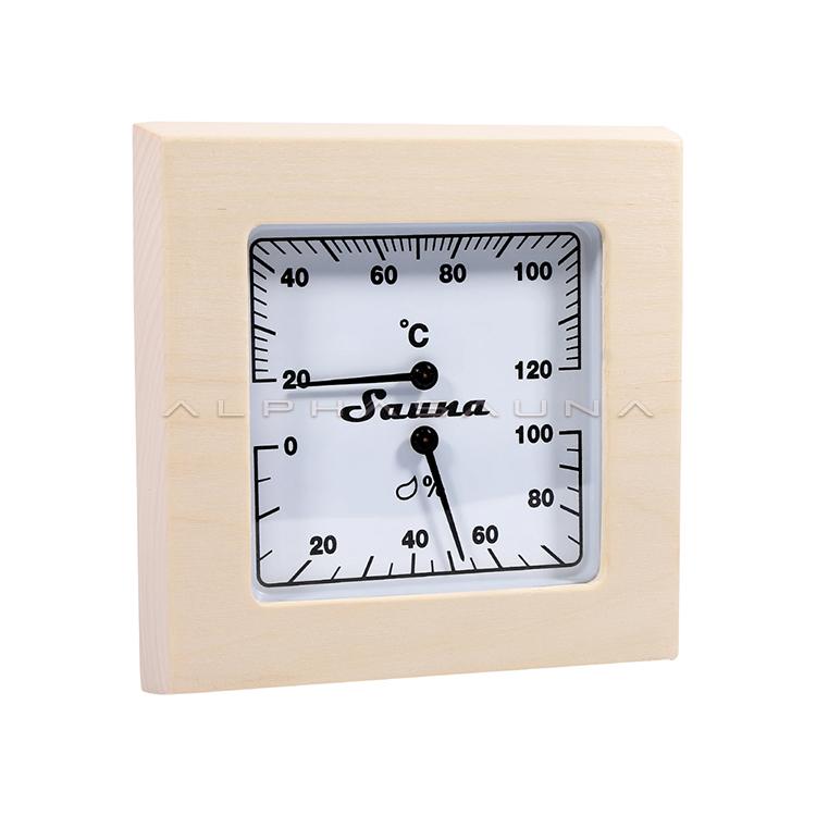 Square Poplar Thermometer & Hygrometer