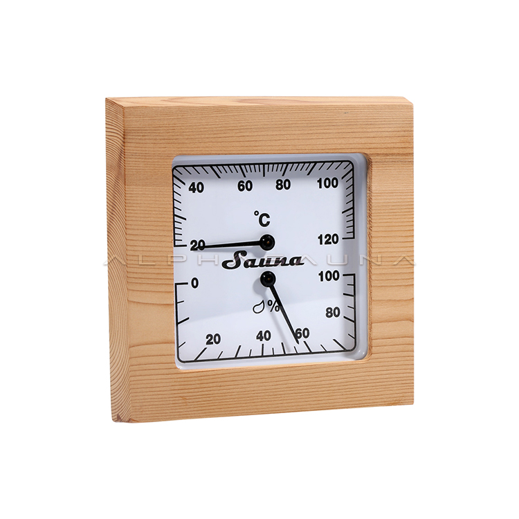 Square Cedar Thermometer & Hygrometer