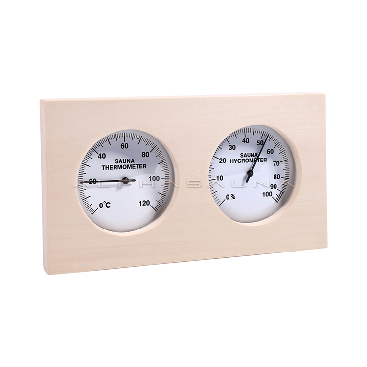 Rectangular Poplar Sauna Thermometer Hygrometer