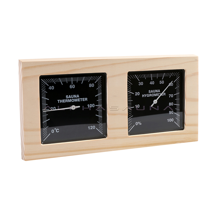 Poplar Black Dial Sauna Thermometer Hygrometer