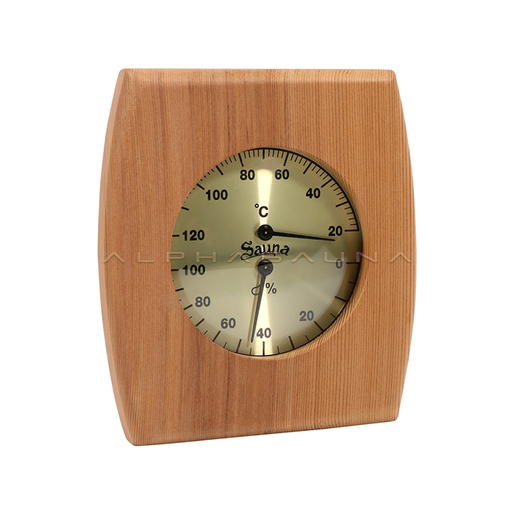 Gold Single Dial Cedar Sauna Thermometer Hygrometer
