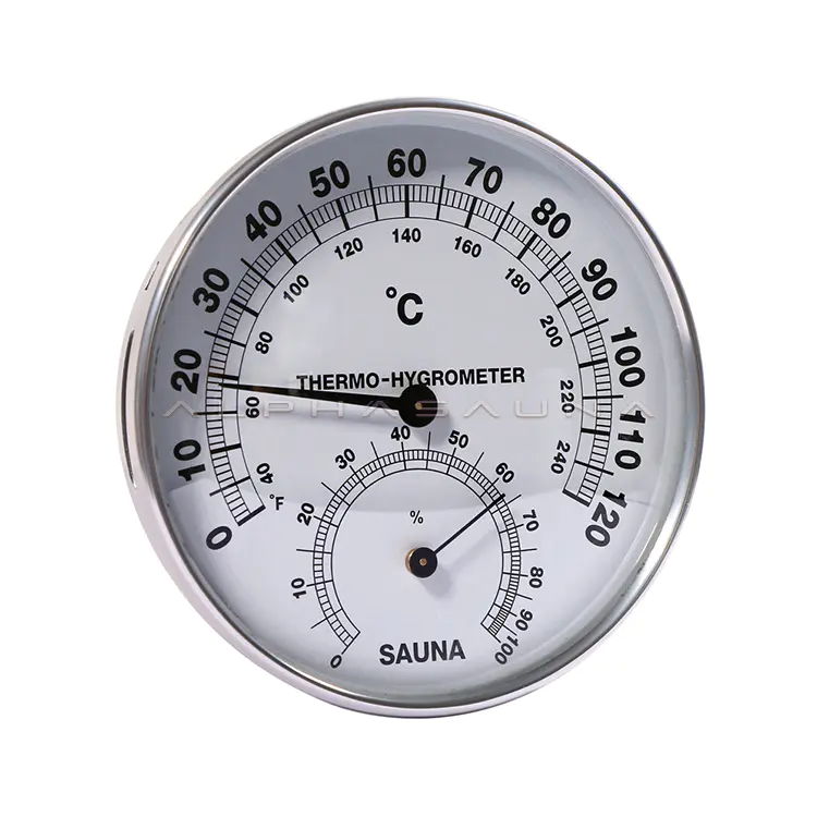 White Dial White Edge Sauna Thermometer & Hygrometer
