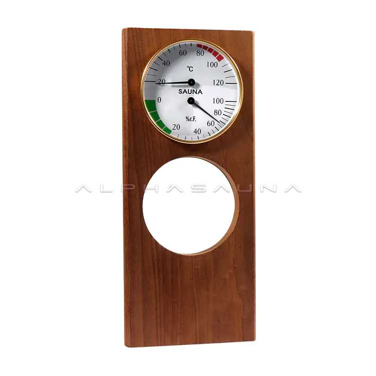 Cedar Wood Double Port Phnom Penh Single Table (Red and Blue Mark) Sauna Thermometer & Hygrometer
