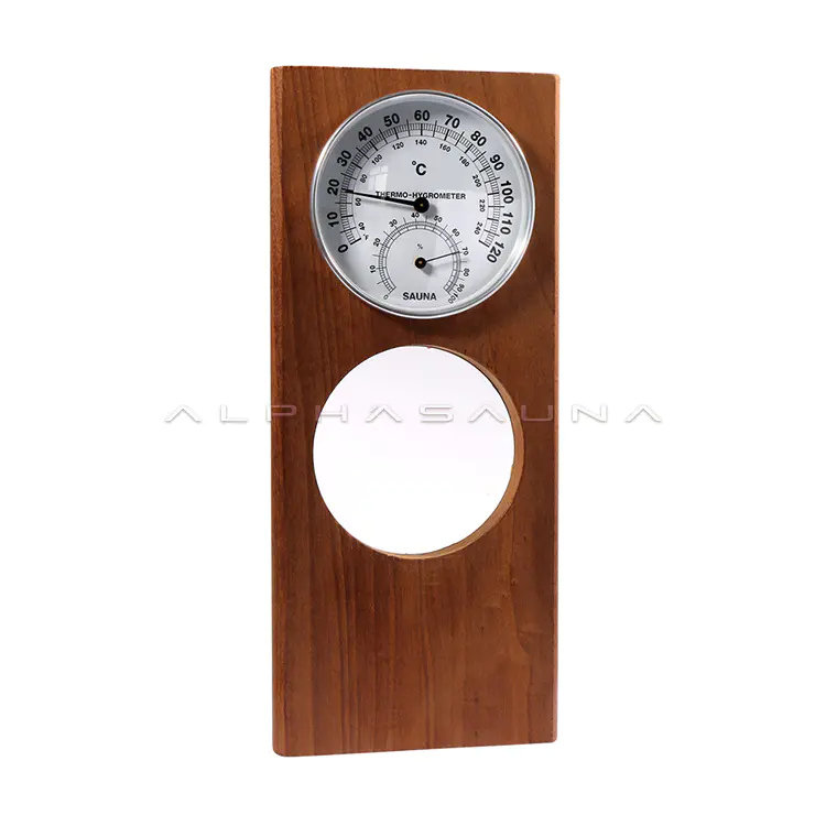 Cedar Double Mouth White Edge Single Dial Sauna Thermometer & Hygrometer