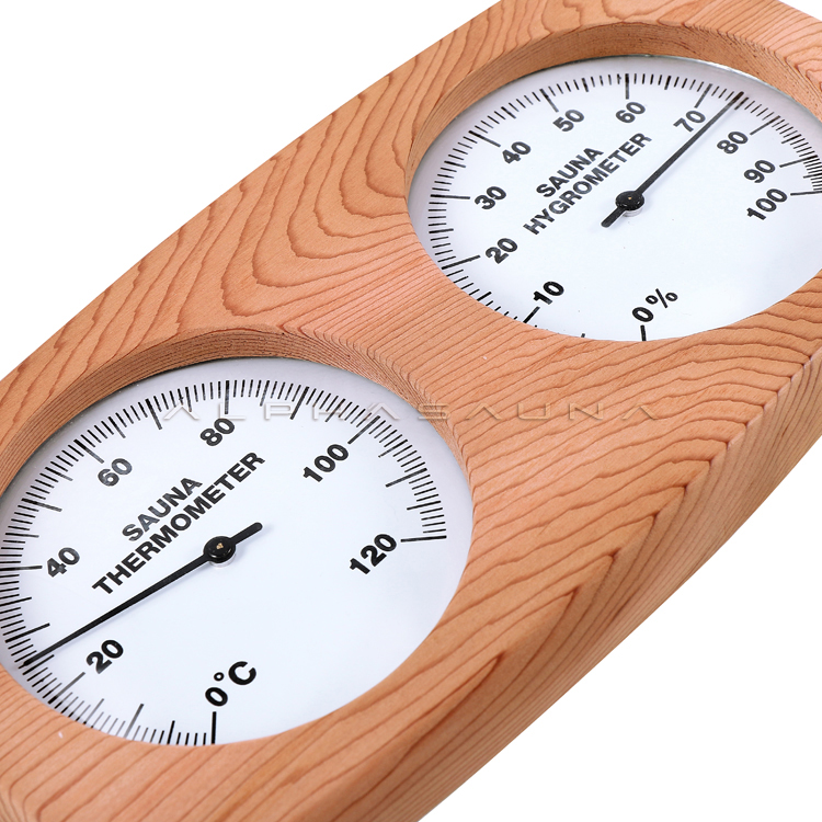 Oval Cedar Double Dial Sauna Thermometer & Hygrometer