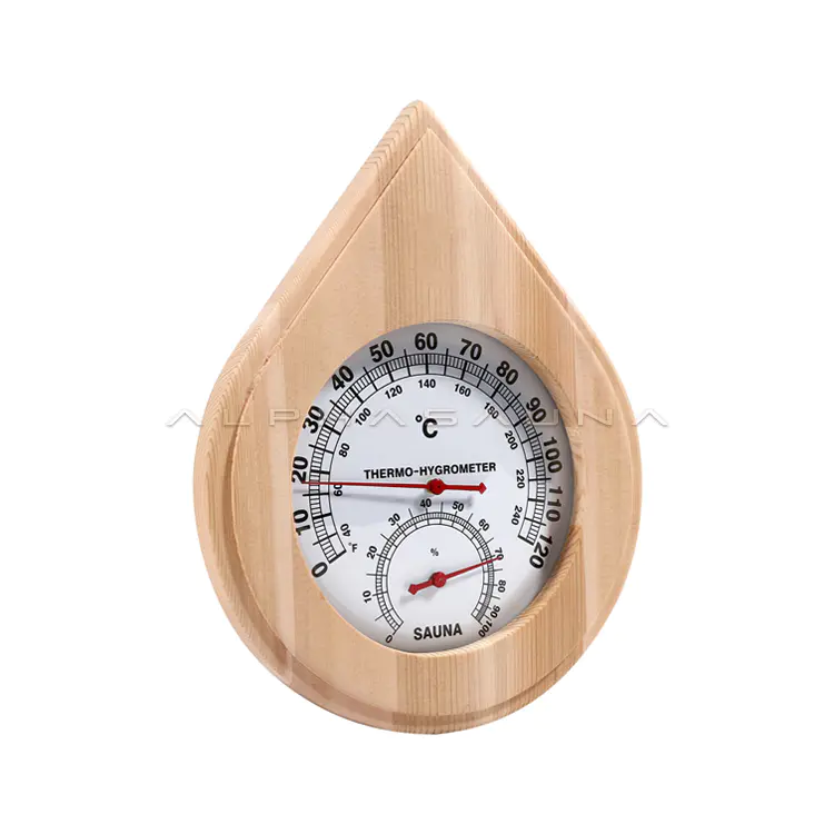 Waterdrop Cedar Single Dial Sauna Thermometer & Hygrometer (Red Pointer)