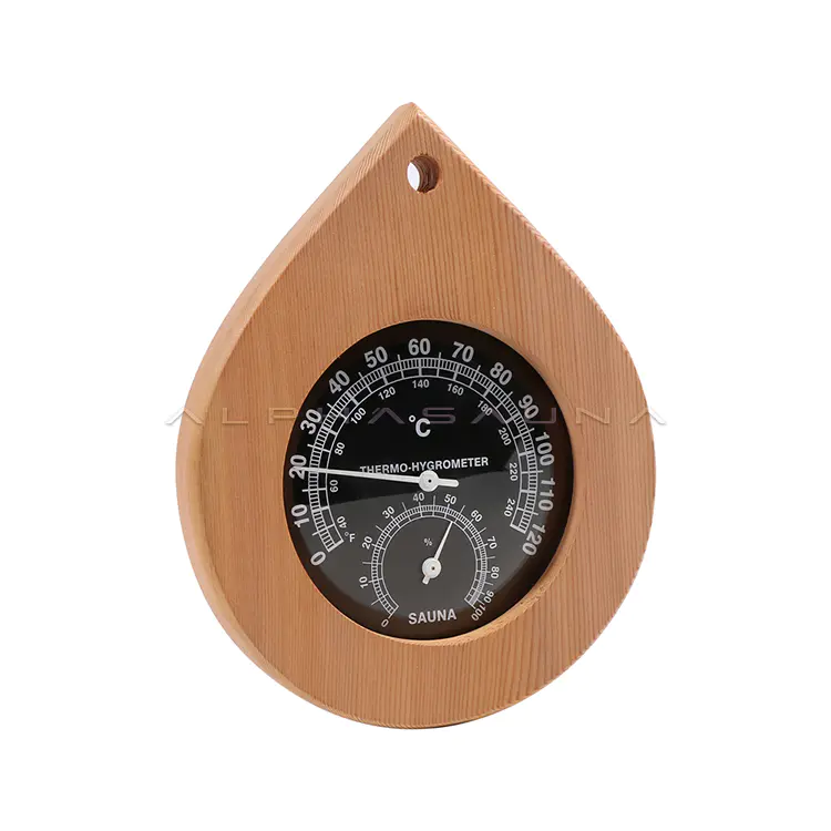 Waterdrop Cedar Black Single Dial Sauna Thermometer & Hygrometer