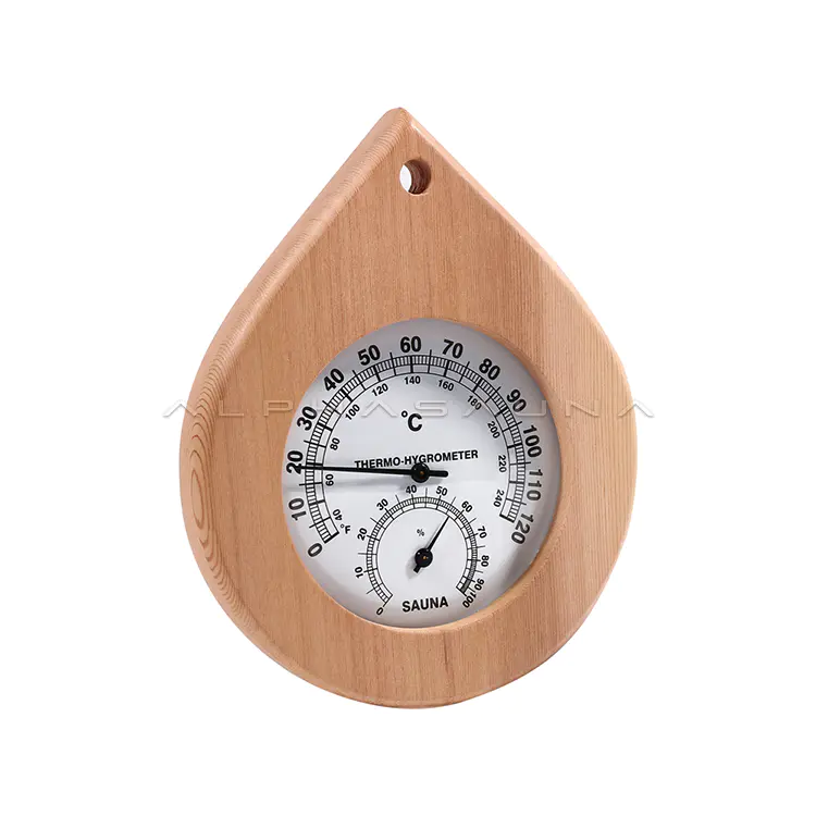 Waterdrop Cedar White Single Dial Sauna Thermometer & Hygrometer