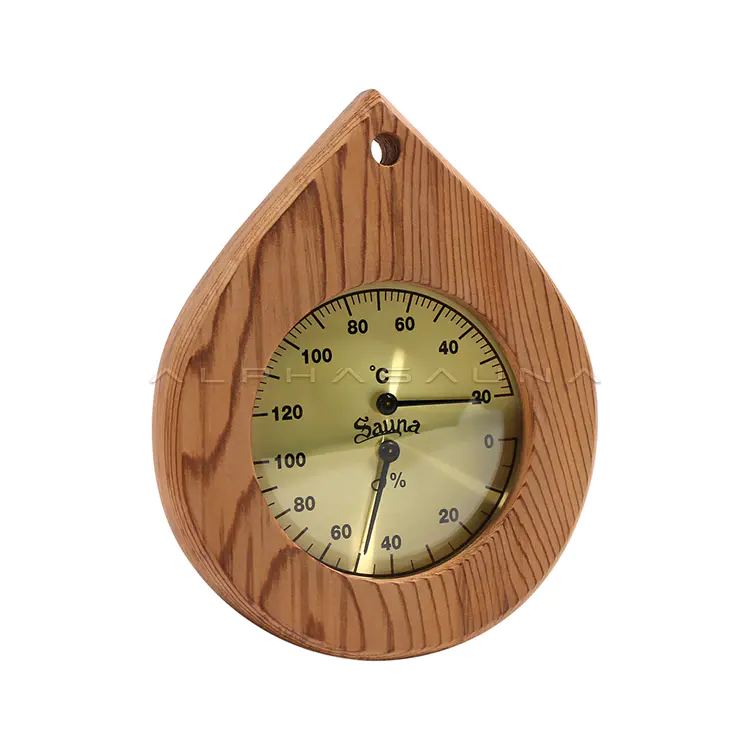 Waterdrop Cedar Gold Single Dial Sauna Thermometer & Hygrometer