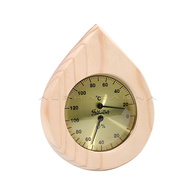 Water Drop Gold Dial Sauna Thermometer & Hygrometer