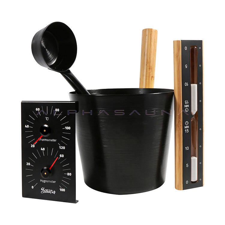 Sauna Accessories Black Aluminum Bucket Set