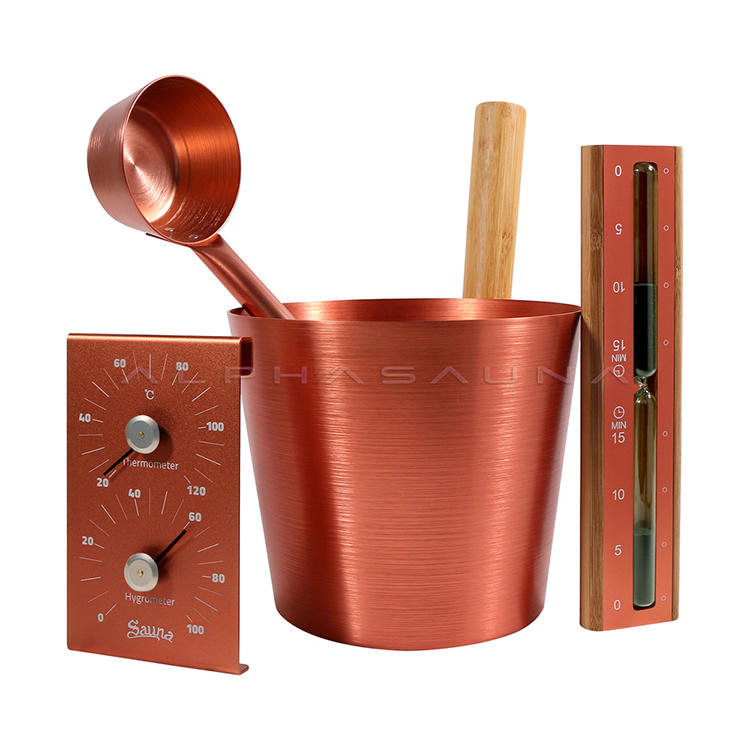 Sauna Accessories Red Copper Aluminum Bucket Set