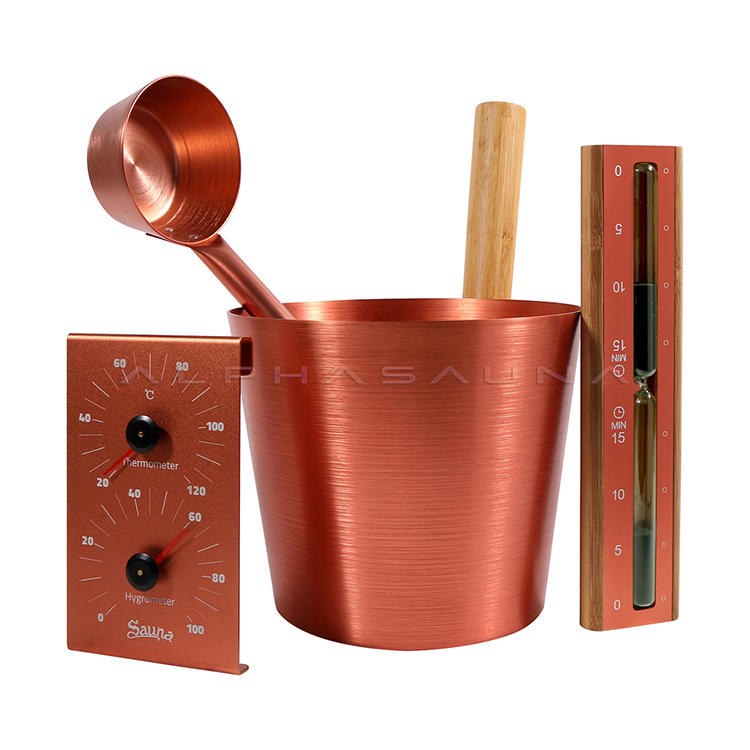 Sauna Accessories Red Copper Aluminum Bucket Set