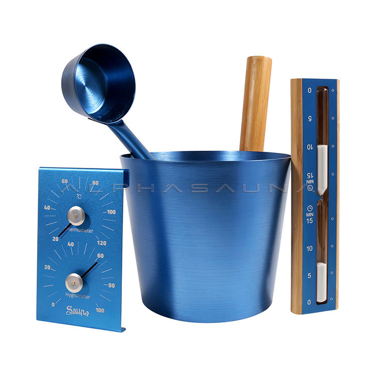 Sauna Accessories Blue Aluminum Bucket Set