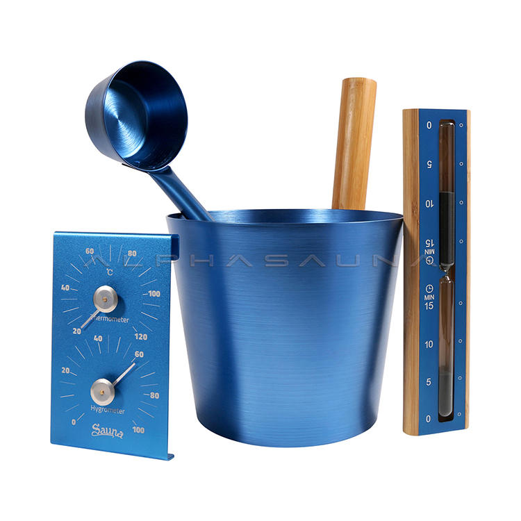 Sauna Accessories Blue Aluminum Bucket Set