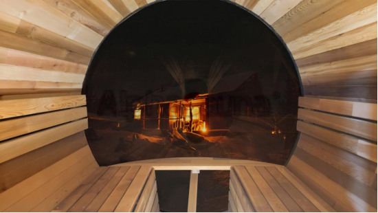 Custom panoramic barrel sauna