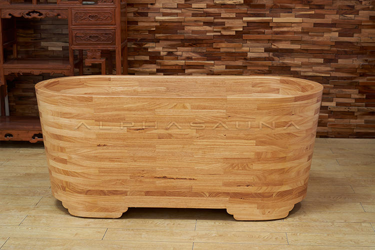 Wooden Oval Freestanding Soaking Bathtub