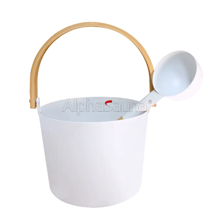 Best Sauna Accessories Online Customize White Aluminum Sauna Bucket And Spoon