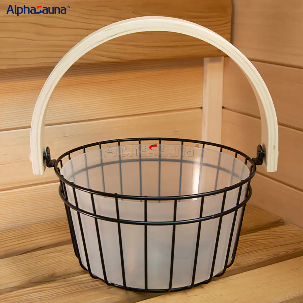 New Design Finnish Luxury Steam Sauna Room Sauna Bucket With White Liner Aluminum Spoon