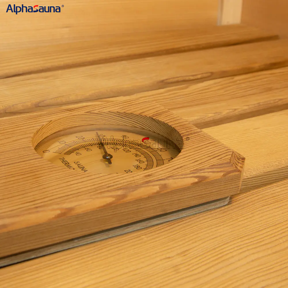 Alphasauna Custom Rectangular Cedar Sauna Thermometer & Hygrometer