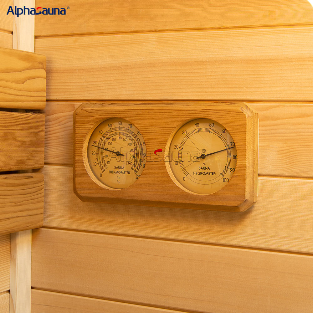 Alphasauna Custom Rectangular Cedar Sauna Thermometer & Hygrometer