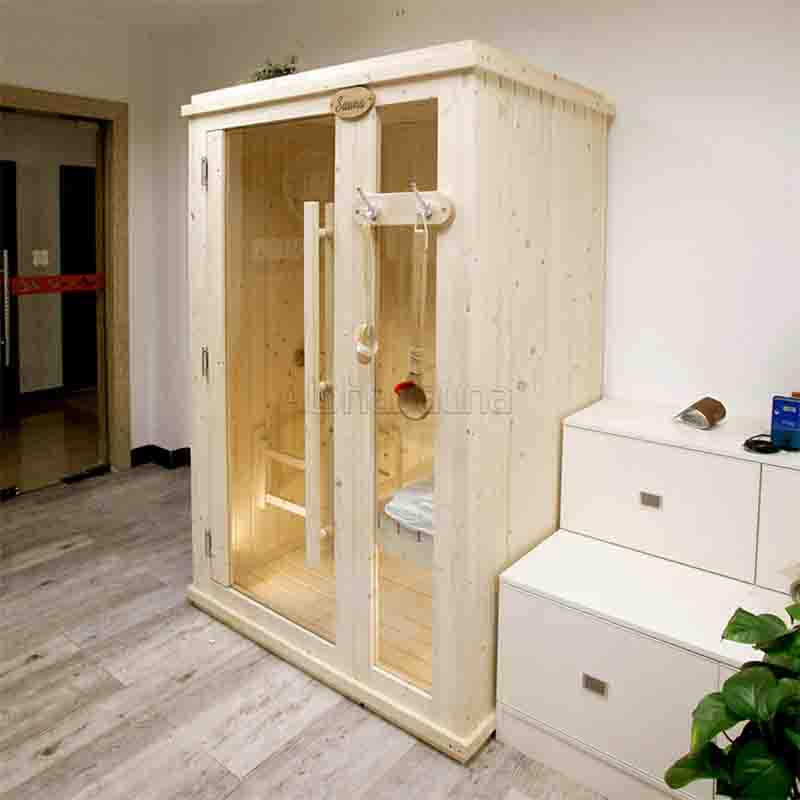 Alpha pine indoor square sauna